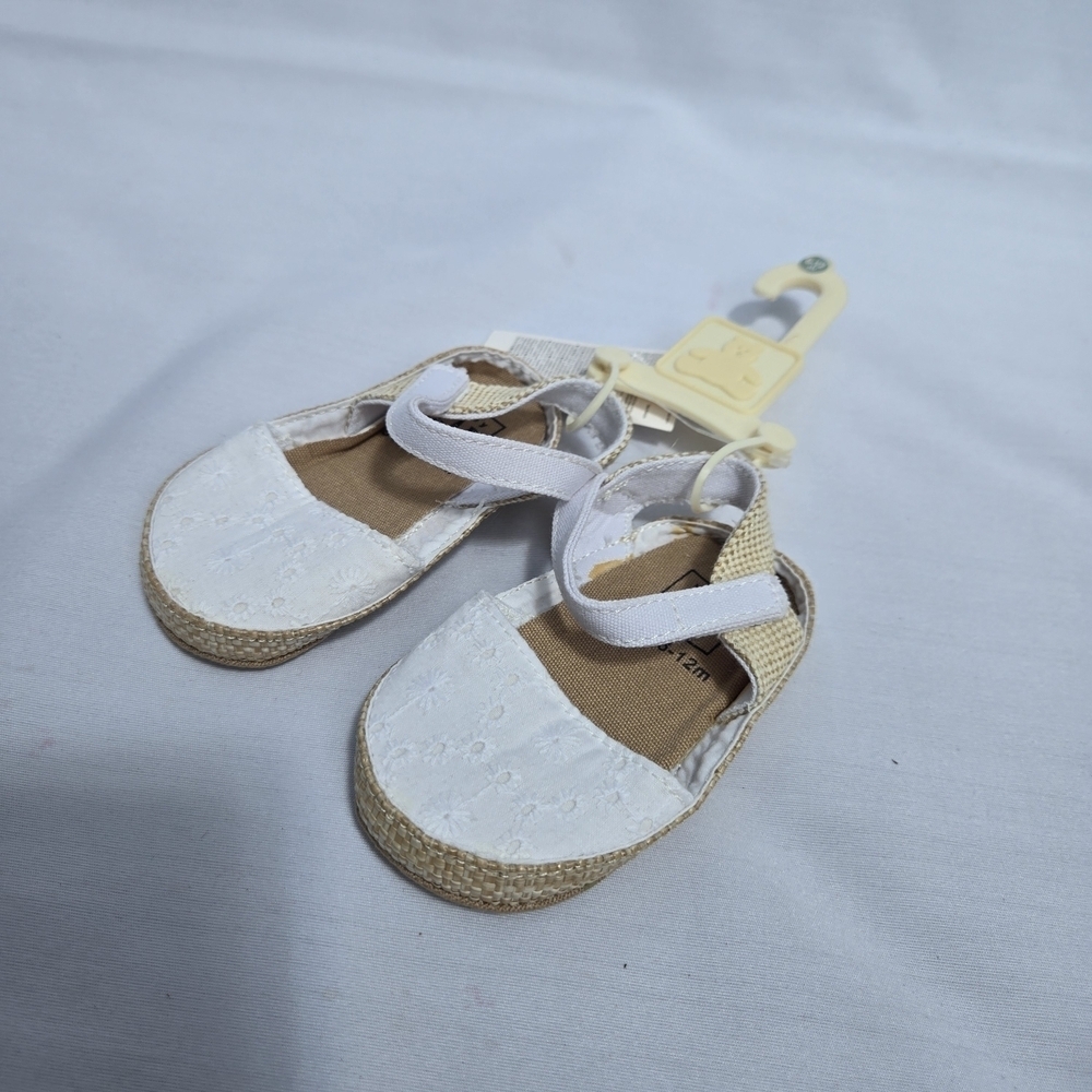 New Baby Gap White Flower Stitched Espadrilles Sandals 6-12 Months